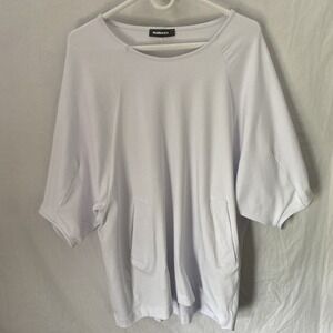 Alembika White Slouchy Relaxed Fit Tunic‎ Style Shirt Size Small Pockets